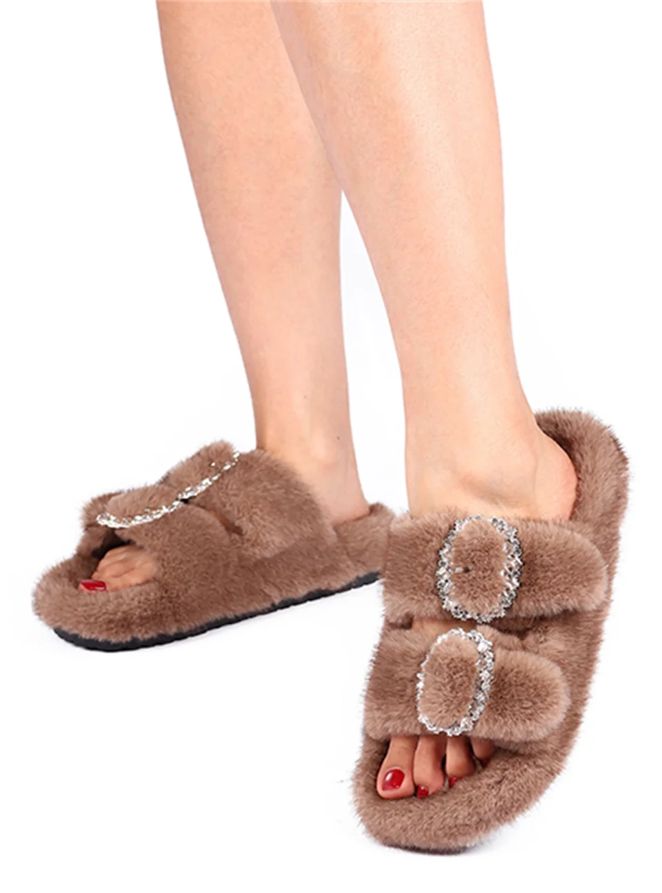 الشتاء المرأة النعال موضة النعال غامض النساء المضادة للانزلاق لينة وحيد في الهواء الطلق داخلي دافئ الراحة أفخم أحذية منزلية