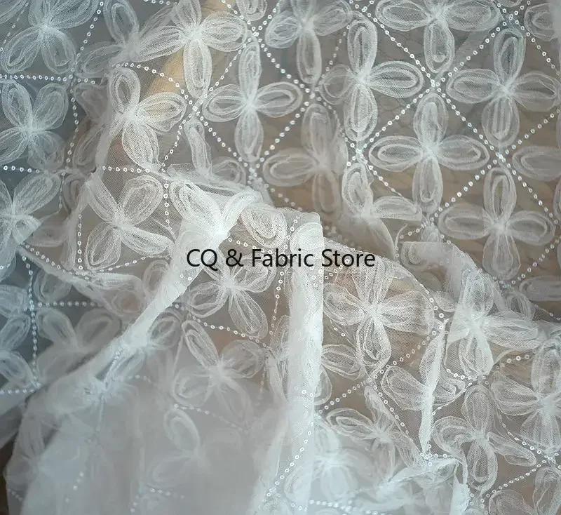 ثلاثي الأبعاد زهرة بيضاء مطرزة أقمشة الدانتيل DIY بها بنفسك الملابس فستان الزفاف الديكور الخياطة الملحقات #5