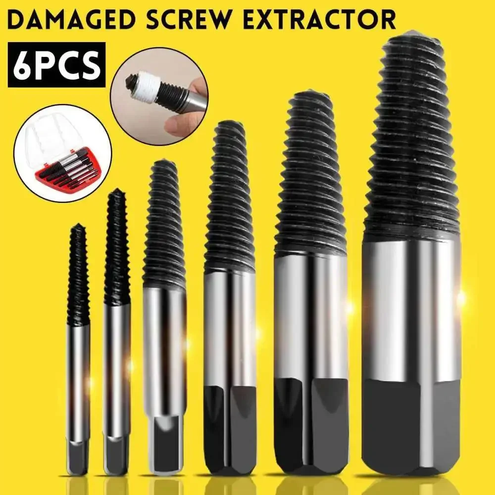 

Remover Tool Set 6Pcs/set Damaged Screw Extractor Durable Easy Out Broken Screw Bolt Guide Remover Kit Drill Bit Broken Bolt