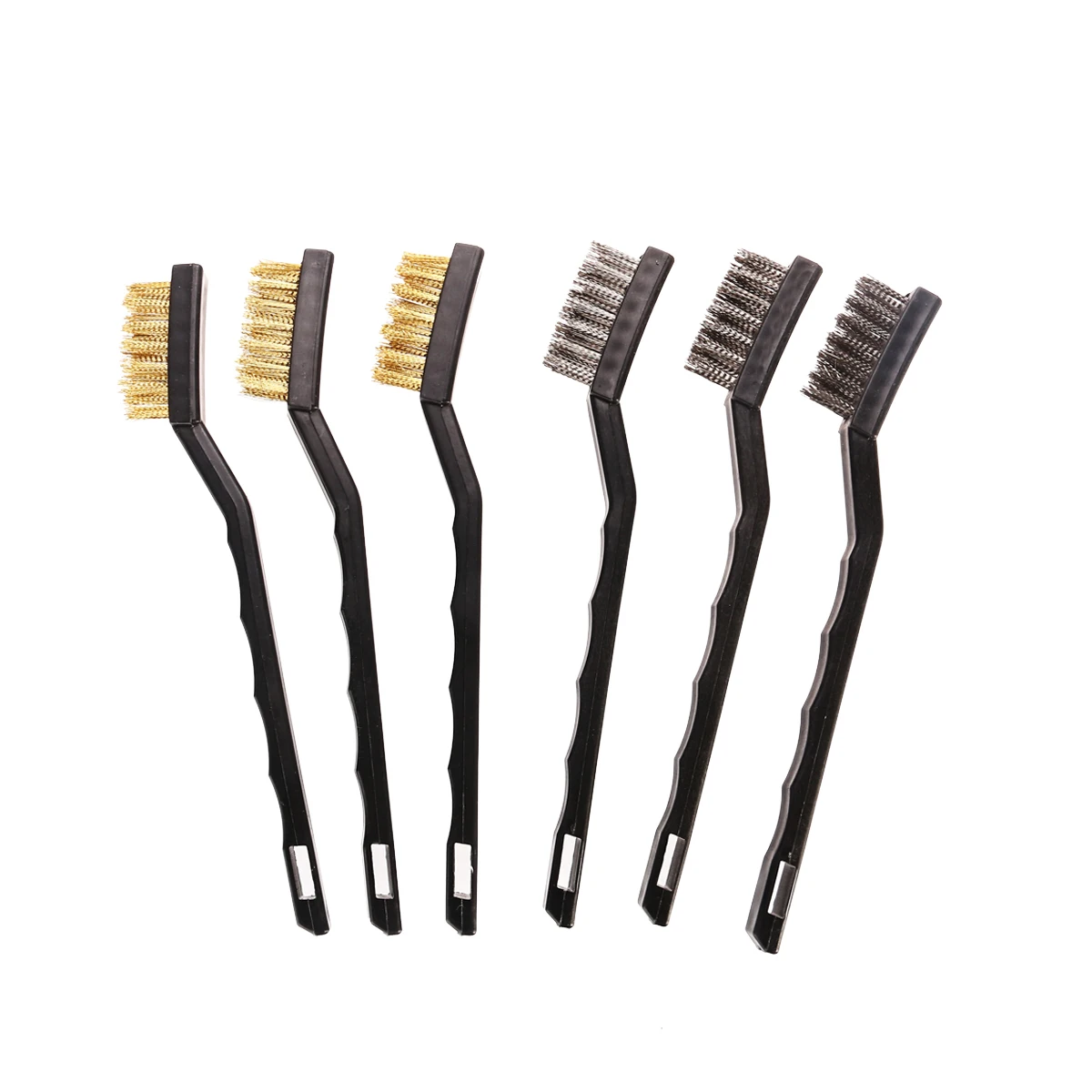 

6pcs Industrial Brush Set Plastic Handles Brass Stainless Steel Bristles Welding Slag Rust Cleaner Tool Grinding