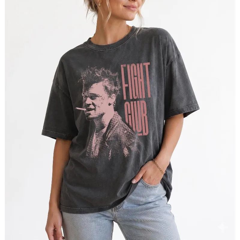 Retro Fight Club T-shirt, Featuring Brad Pitt As Taylor Dayton's T-shirt for Women, Summer New Unisex T-shirt