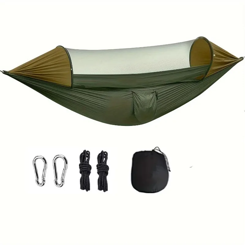 Hiking Portable Large Camping Hammock with Mosquito Net Outdoor Parachute Ultralight Hanging Hammocks Tree Straps Swing Bed