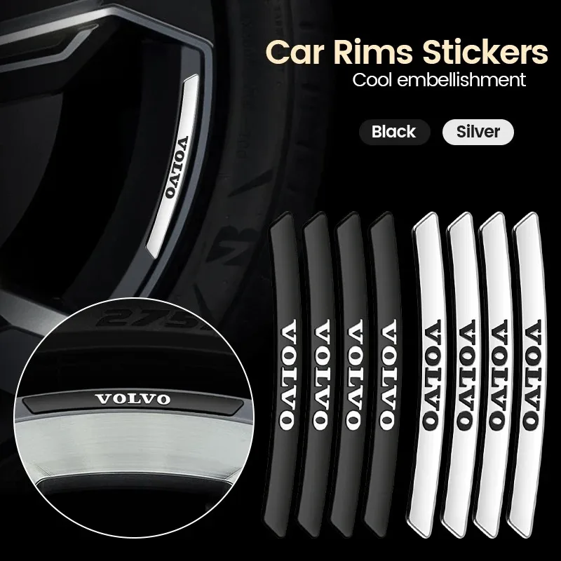 

4PCS Aluminum Car Styling Wheel Rims Racing Stickers Badges Auto Decoration For Volvo XC60 S60 V40 V50 V60 XC90 S40 S80 C30 XC40