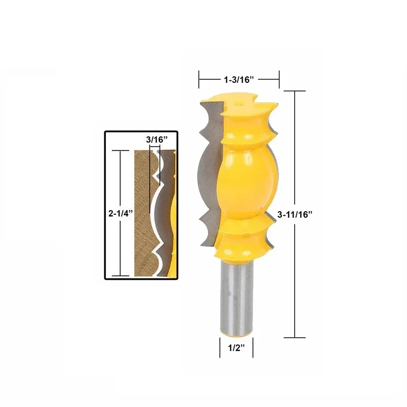 

1pc 12MM 1/2 Inch Shank Large Line Knife Crown Molding Router Bit Tenon Cutter for Wood Woodworking Milling