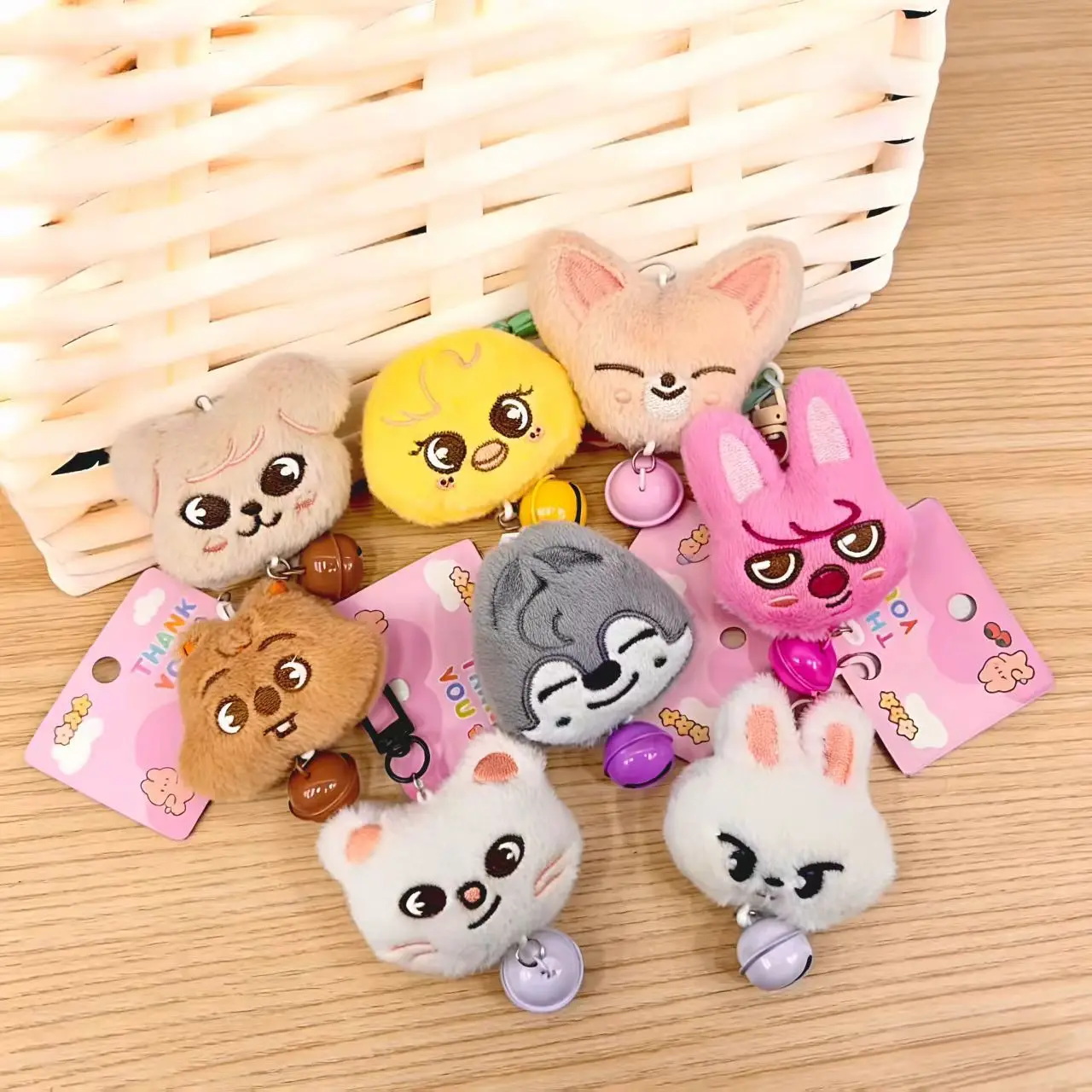 

SKZOO Stray kids plush toy keychain cartoon animal doll head bell keychain bag creative pendant fan merchandise gift