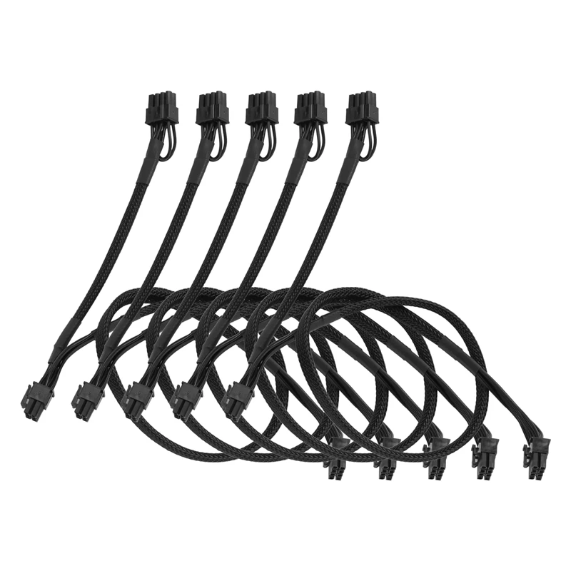 Pcie 8Pin To 2 Ports 6+2Pin Modular Power Supply Cable For Corsair RM1000X RM550X 650X 750X 850X Modular Power, 5 Pack