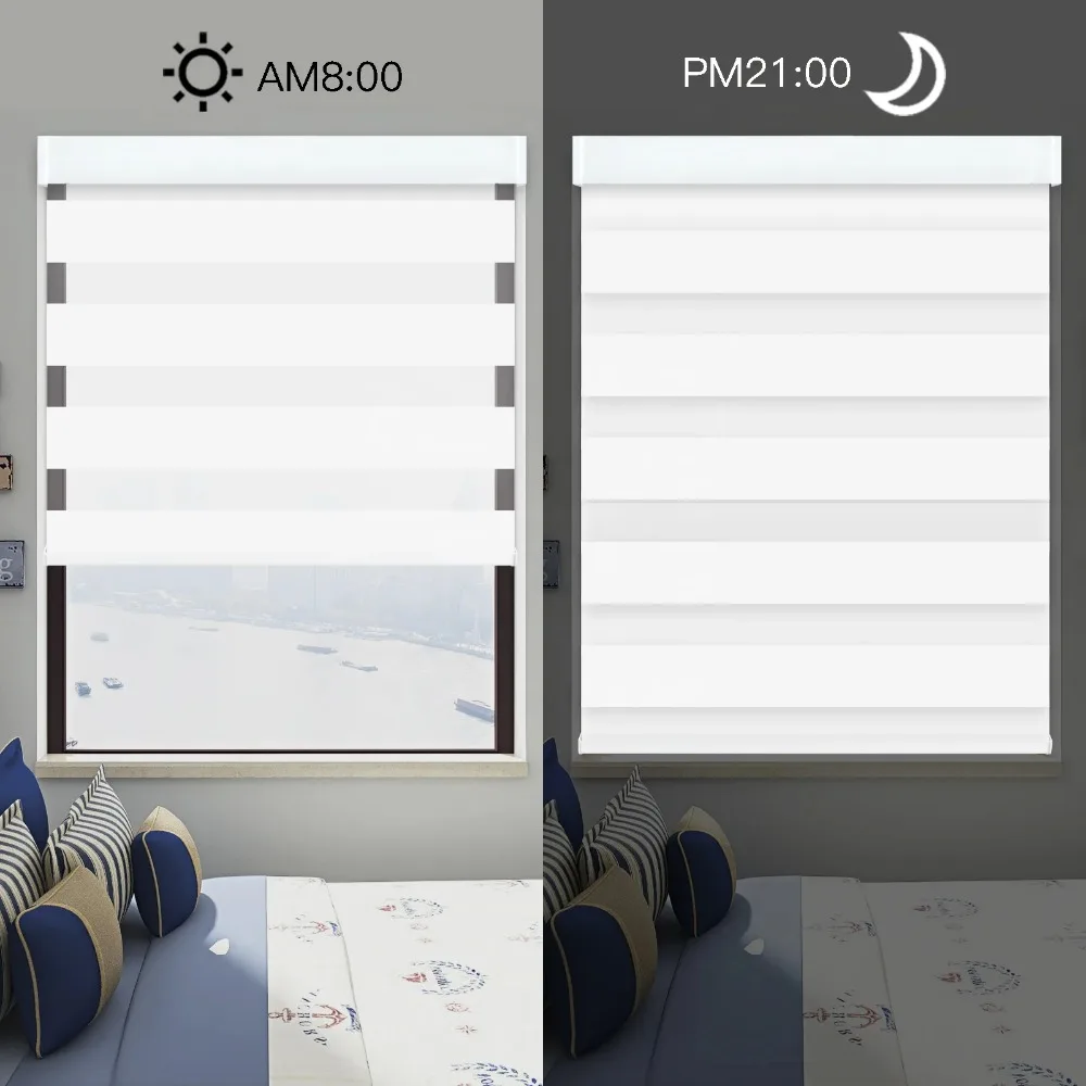 Customizable：Excellent Quality Remote Control Day and Night Smart WiFi Google APP Motorized  Roller Blinds for Window Made