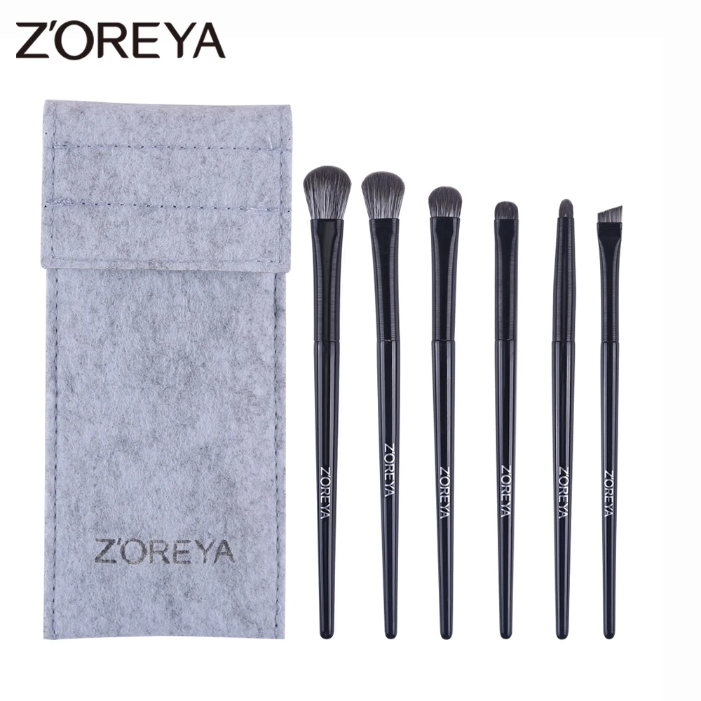 Zoreya 6PCS Klinge Make-Up Pinsel Abgewinkelt Dünne Augenbraue Pinsel Flach Feinen Eyeliner Pinsel Professionelle Liner Stirn Schönheit Make-Up werkzeug