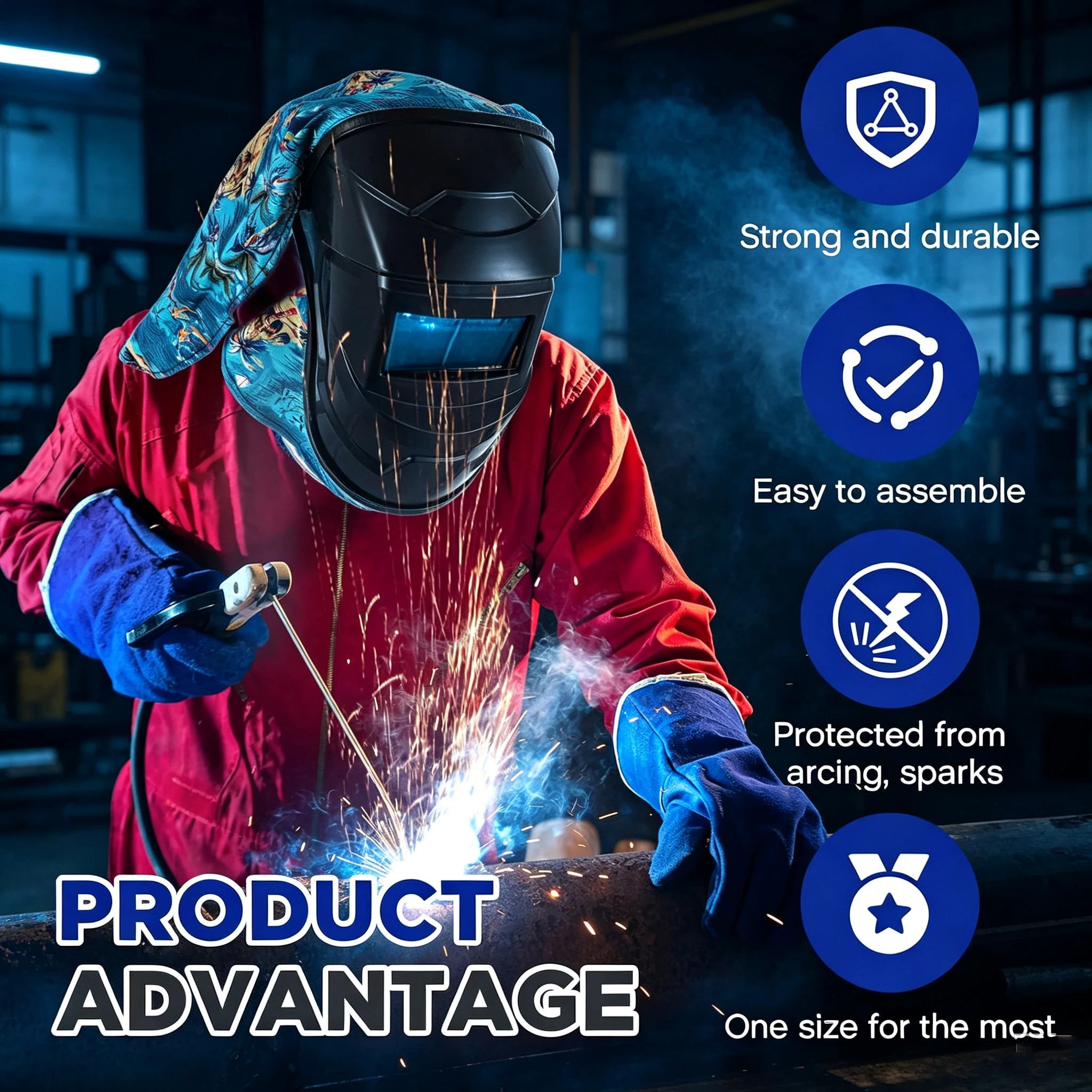 Welded Helmet Cover Set with Bib Press Fit Seal Neck Protection Welding Accessories Suit for Welder Safety Gear