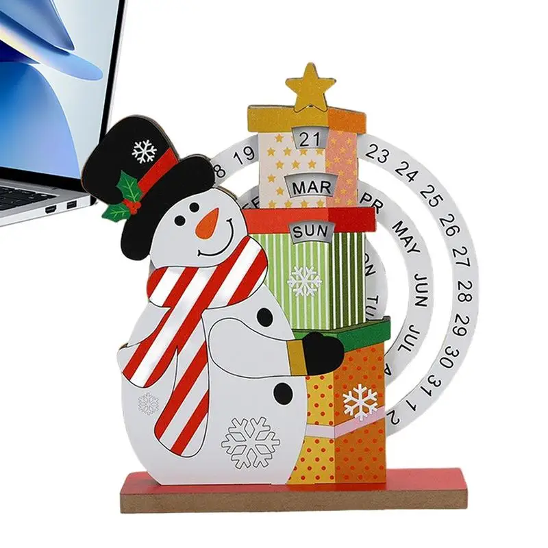 

Christmas Perpetual Calendar Bell Countdown Sign Decor Santa Claus Bell Snowman Desk Calendar Of Month Week Date Display