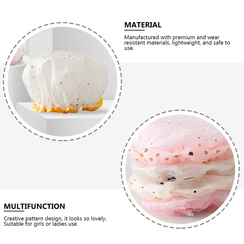 

3Pcs Waterproof Shower Cap Lightweight Reusable Bath Caps EVA Hats Thickened Hair Oil Treatment Facial Care Home Cleaning One