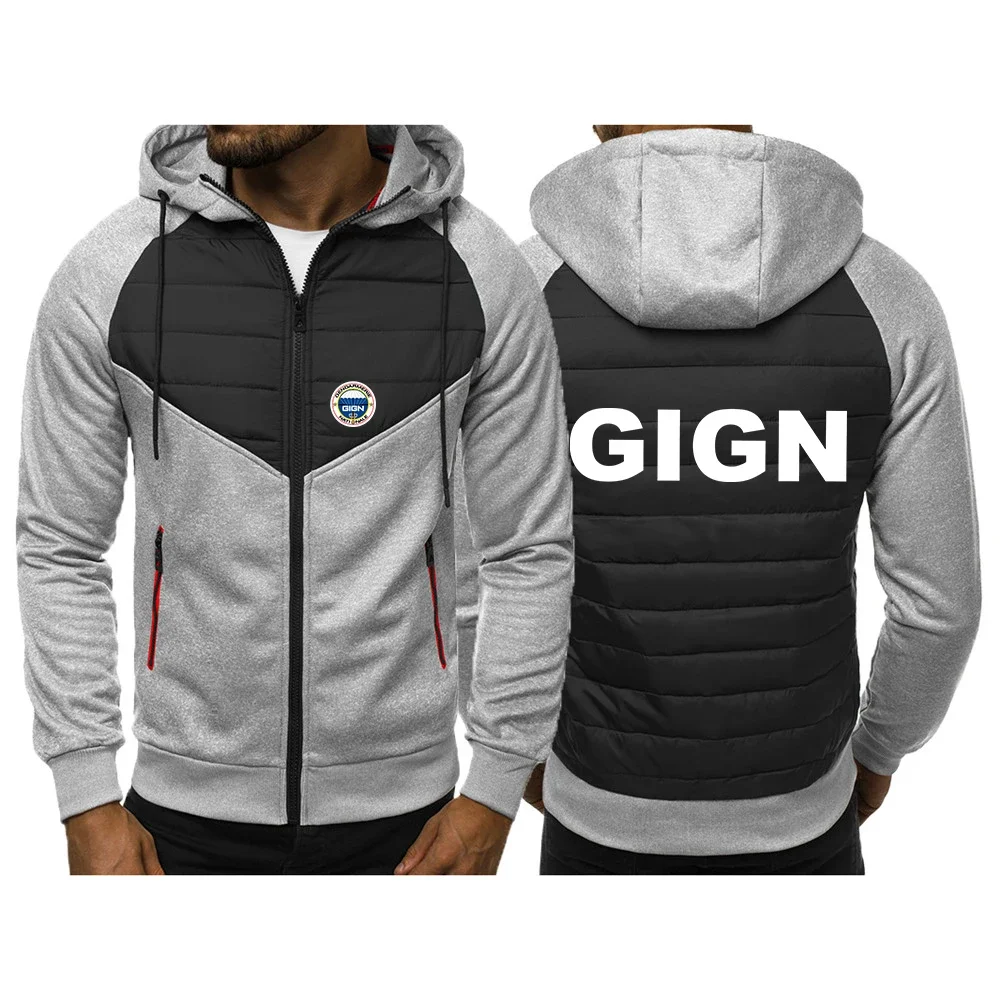 2024 New France Gendarmerie GIGN Men Printing Tricolor Hooded Jacket Spring and Autumn Casual Slim  Zipper Coat Long Sleeve Tops