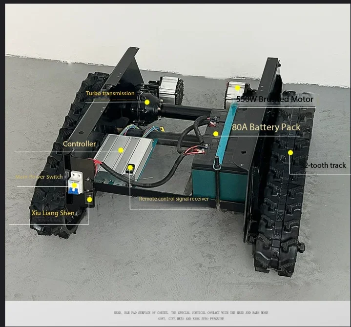 Small Dual Motor Remote Control Tracked Chassis Assembly Agricultural Construction Orchard Climbing Transport Vehicle