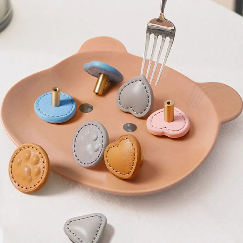 Leather Triangle Knobs for Drawer and Cabinet Multiple Colors Furniture Handles for Children's Room Creative Kitchen Accessories