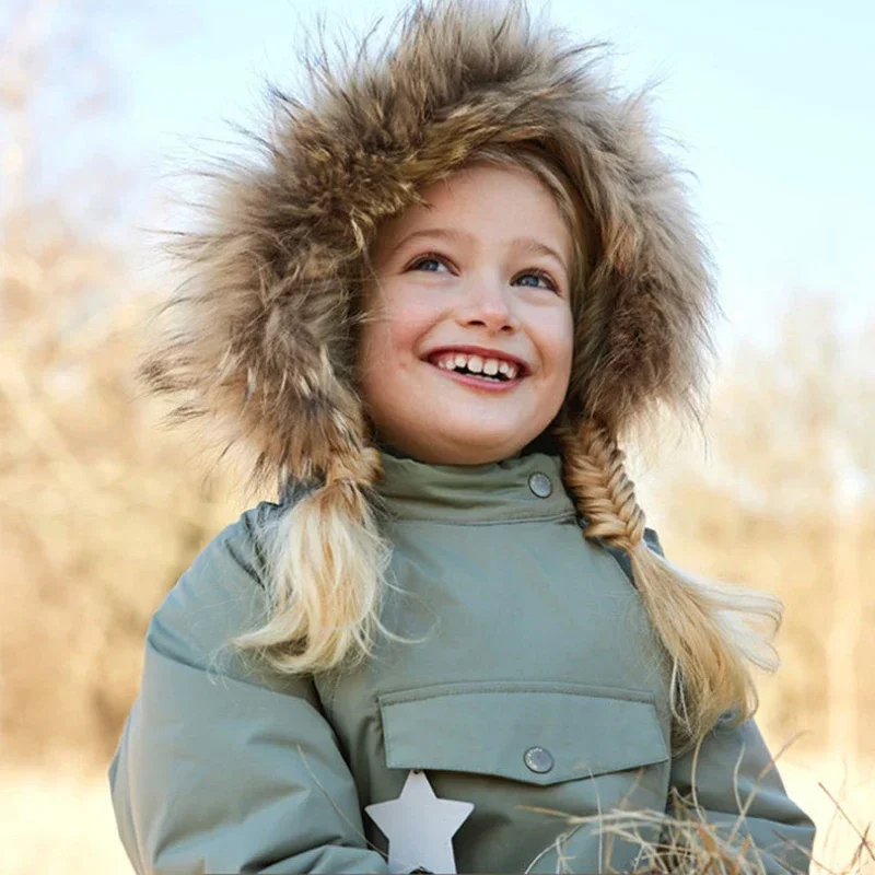 Ins Boys Winter Jacket Coat Children\'s Elf Hoodies Waterproof Ski Suit Kids Clothes Toddler Girls Fur Collar Parkas Outerwear