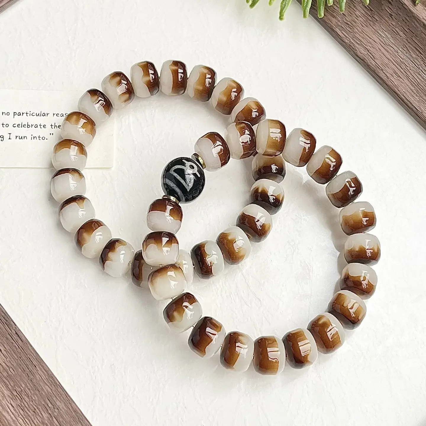 Natural Black Coconut Burger with Bodhi Root Bracelet Students Bodhi Buddha Beads Around The Finger Soft Plate Play HandString