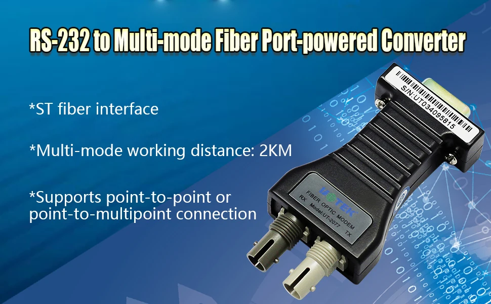 UOTEK RS-232 إلى الألياف البصرية مودم متعدد الأوضاع ST واجهات DB9 الألياف الضوئية RS232 محول جهاز الإرسال والاستقبال 820nm 2KM UT-2077