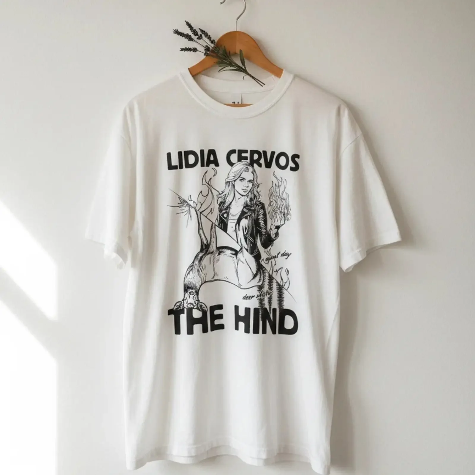 The Hind Lidia Cervos Fantasy White T Shirt S354 vintage Washed Stylish graphic streetwear Soft homme designer clothes
