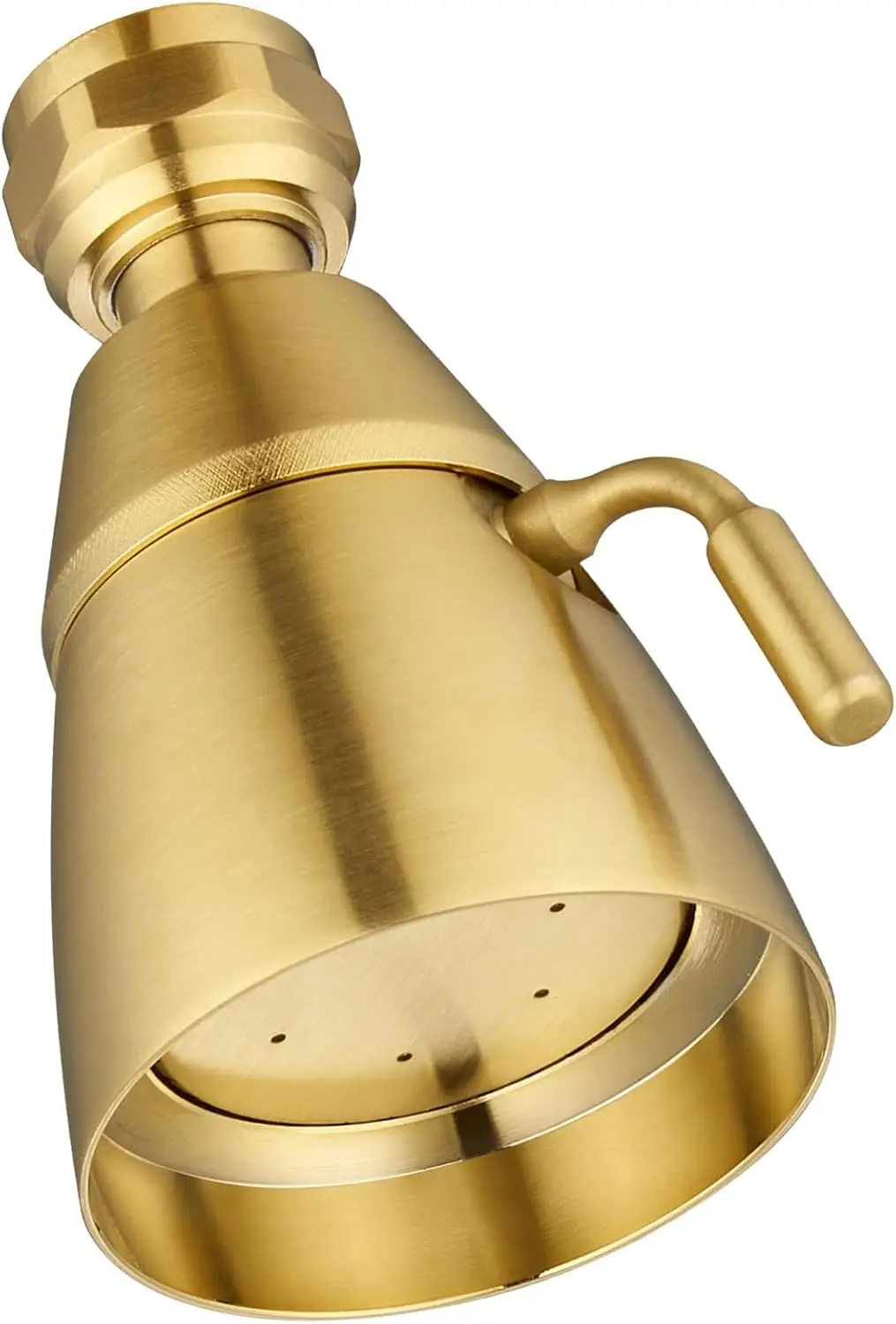

High Flow Brass Shower Head, Adjustable Angle & Water Flow, G 1/2, Brushed Dark Gold for Outdoor Use