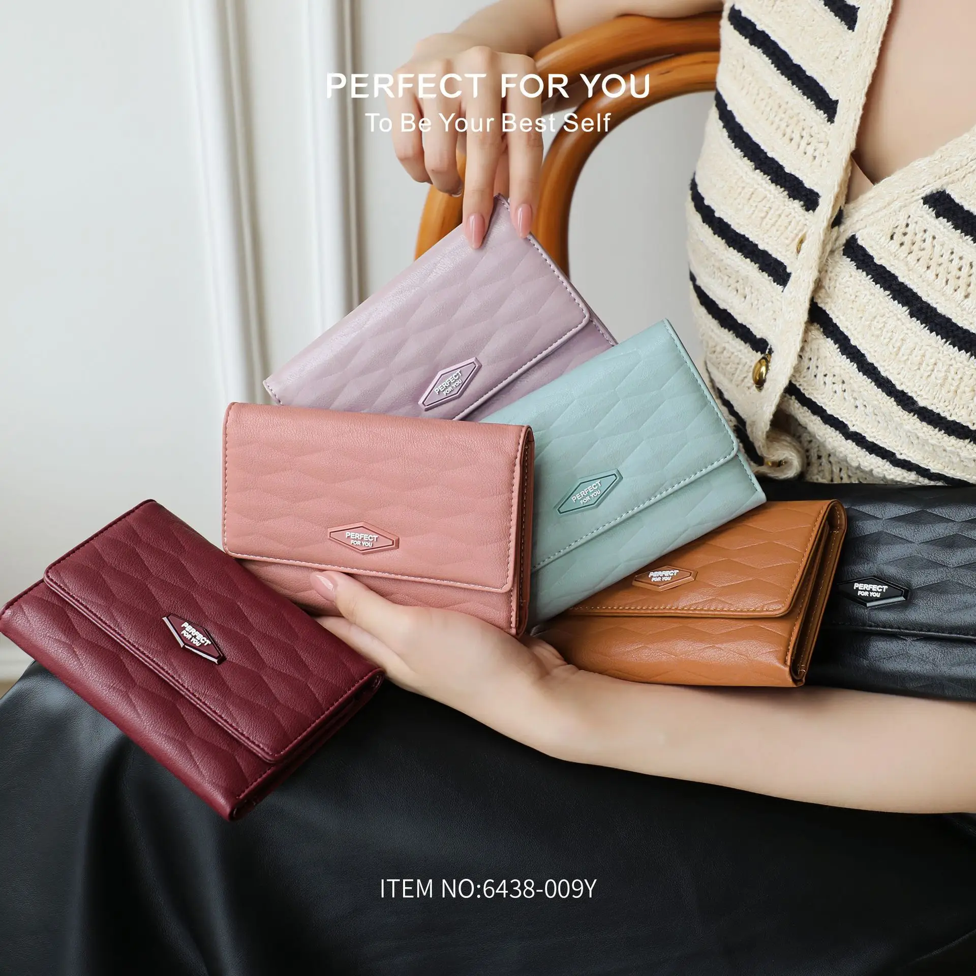 

Ladies purse fashion Japanese - style large - capacity grid wallet multi - card zero purse