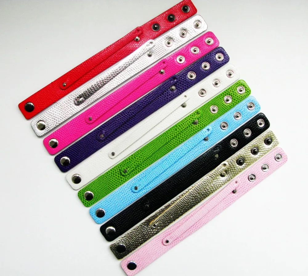 10PC/lot 18mm wide / 21cm length PU Leather Wristband Bracelet With 8MM Slide Bar Fit For 8mm slide letter charms