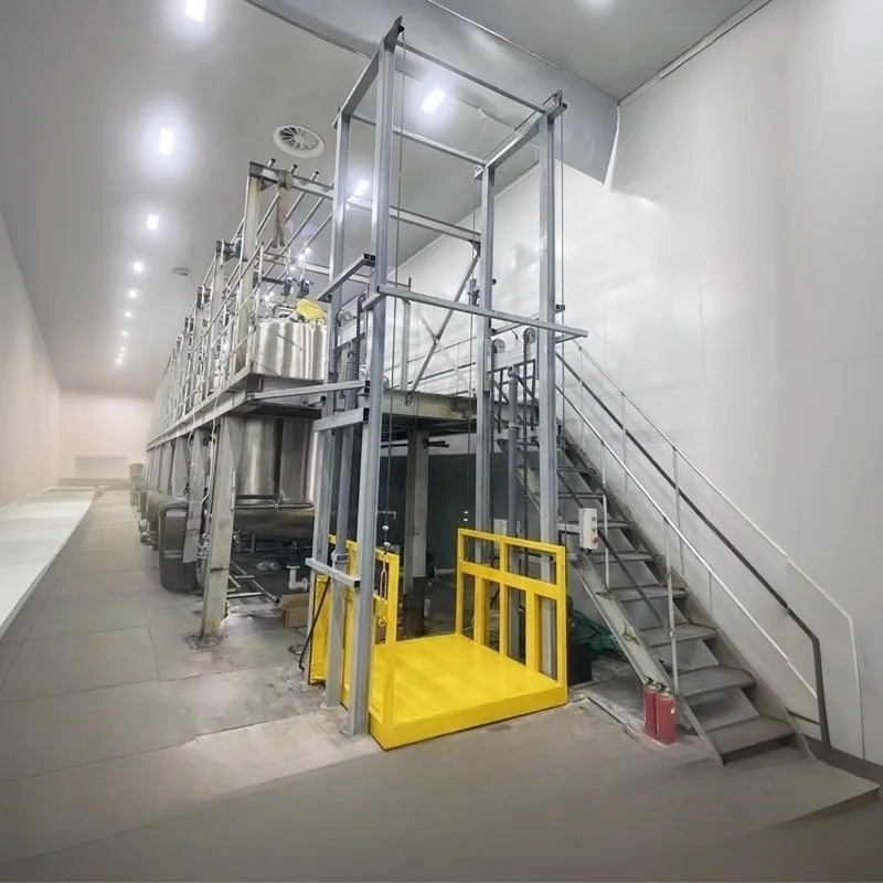 Industrial Freight Elevator Electric Hydraulic Double Guide Chain System for Warehouse Platform Indoor Outdoor Use