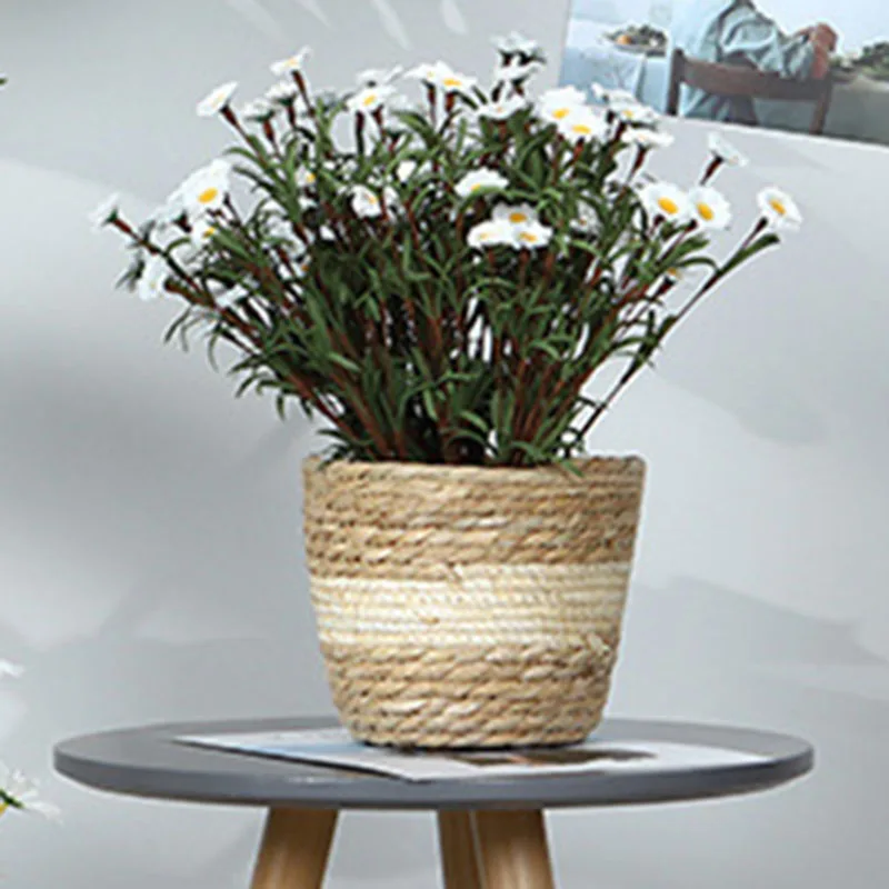 1pc Straw Woven Planter Indoor Planter Plant Basket for Home Office Basket Indoor Decor Outdoor Cachepot For Flowers Plant