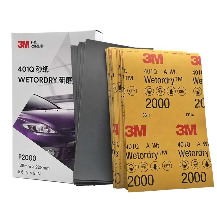 3M Car Paint Surface Scratch Polishing Sandpaper 401Q Beautiful Grain Sandpaper for Polishing P1500 Mesh 5.5IN*9IN*200 Sheets