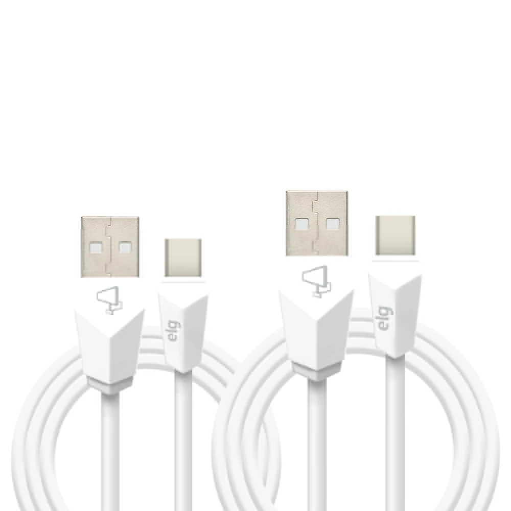 White USB Type-C Cable Kit with 1m and 2m Ultra Flexible-ELG