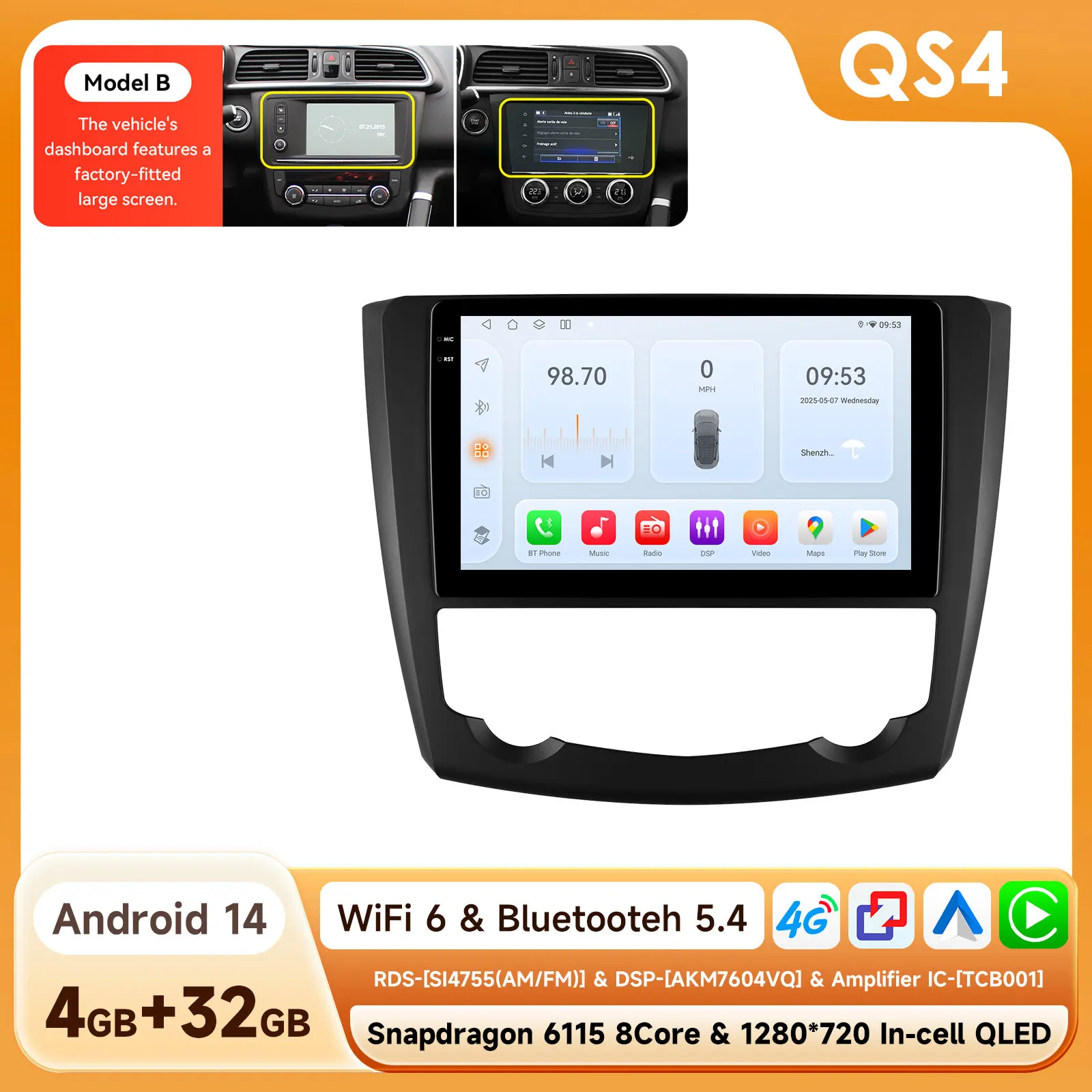 Android Auto Multimedia Speler voor Renault Kadjar 2015-2019 GPS Draadloze Carplay Intelligente Autoradio 360Cam 6115 Touchscreen