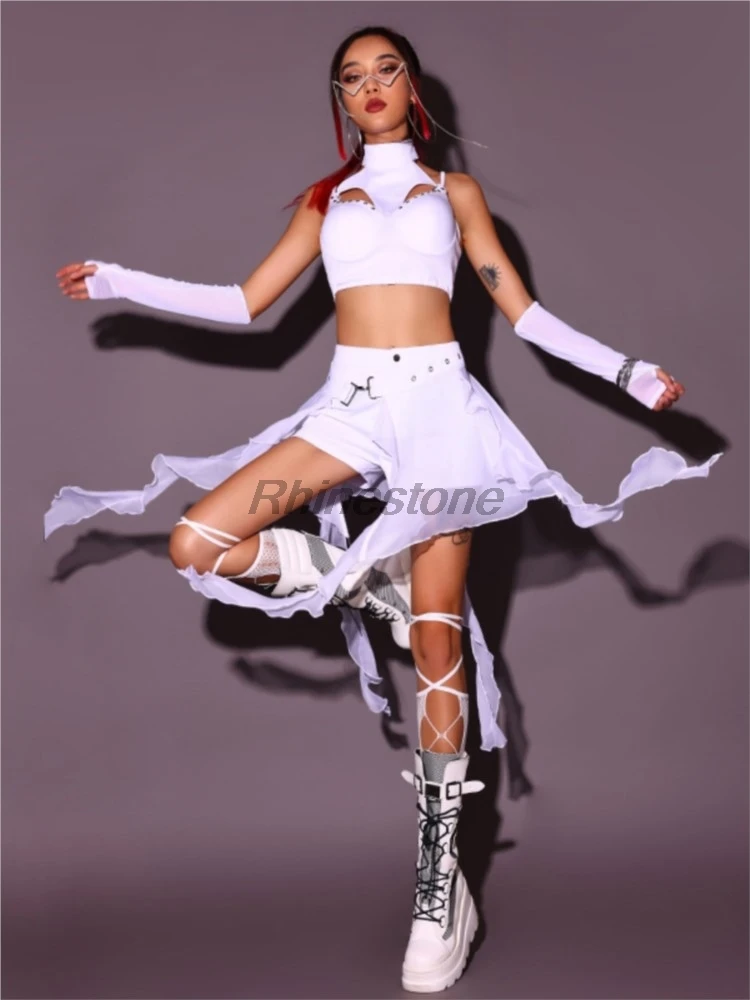 New White Chinese Style Jazz Dance Costume Singing Annual Cheer Korean Girl Group Performance Costumes For Woman