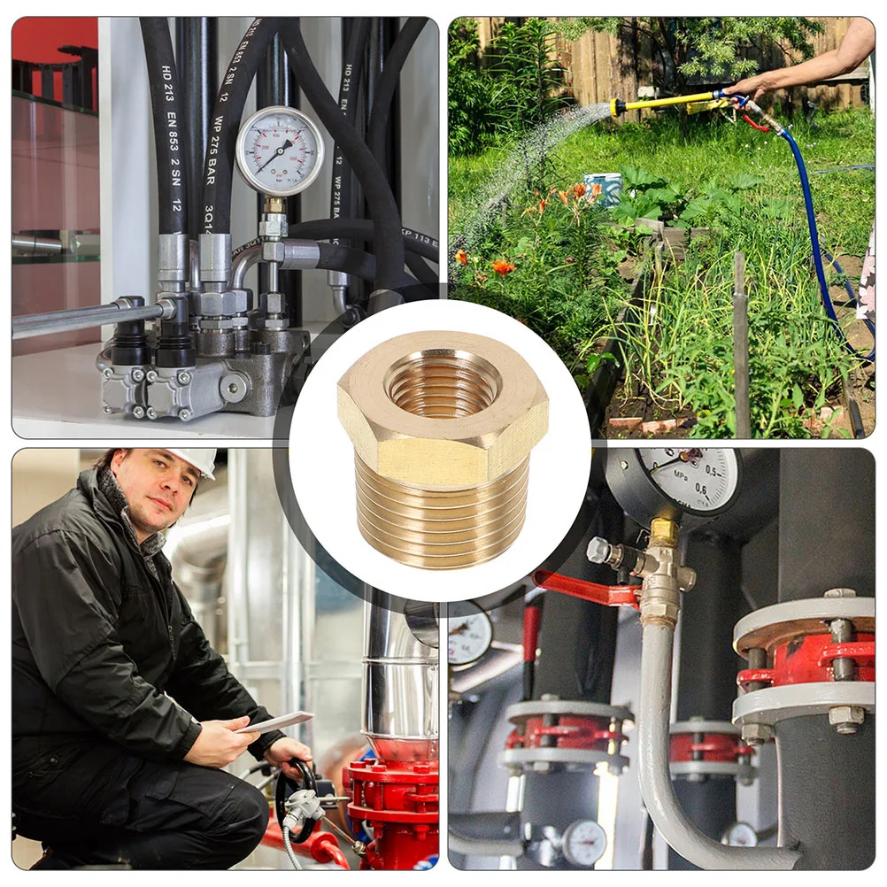 

6pcs 1/2 To 1/4 Brass Reducing Fitting Npt Hex Bushing For Garden Hose Adapter Connectors Hardware Pipe Coupling