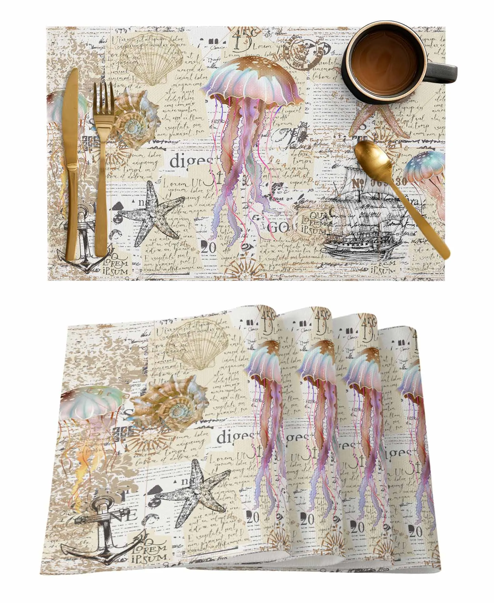 Summer Watercolor Ocean Navigation Table Runner Decoration Home Decor Dinner Table Decoration Table Decor