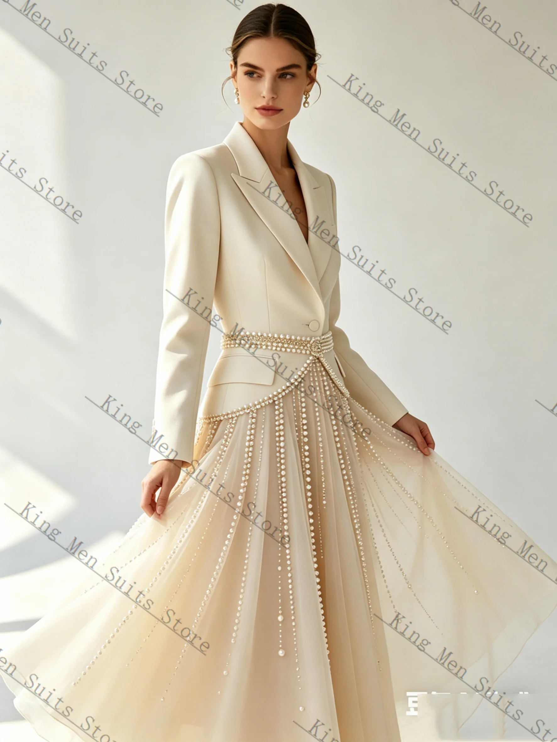 Ensemble tailleur beige printe - Women'S Formal Jackets To Wear With Dresses avis et prix