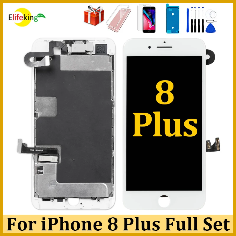 

Full LCD For iPhone 8 Plus Display Touch Screen Digitizer Full Assembly A1864 A1897 Replacement With Front Camera+Ear Speaker