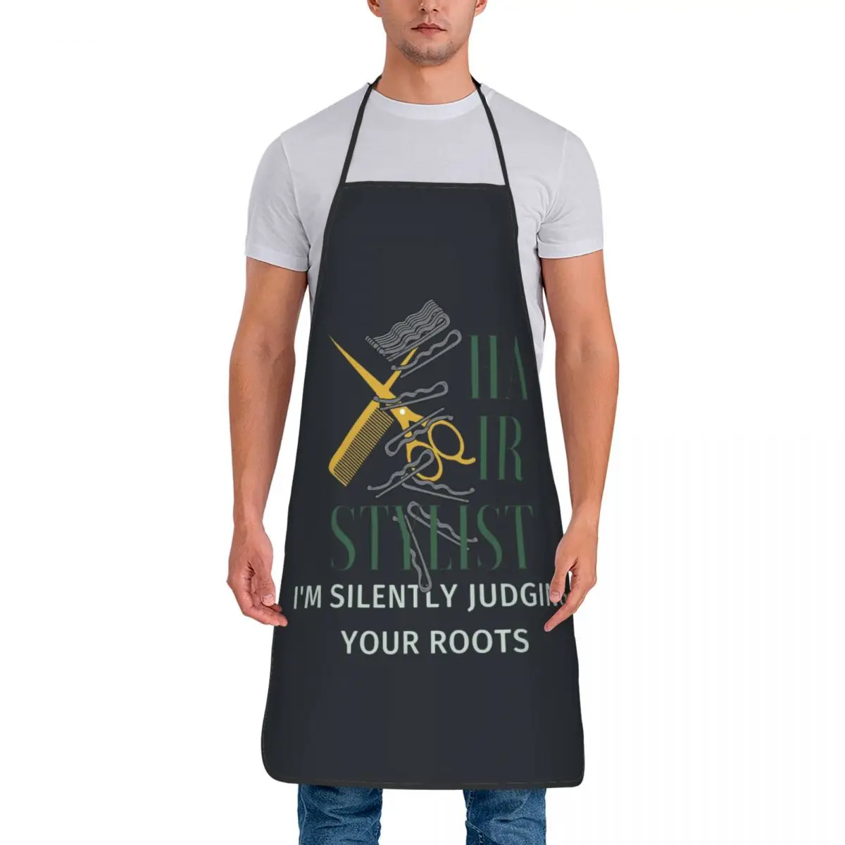 Silently Judging Bib Apron Chef Tablier Kitchen Chef Cooking Baking Bib Barber Hairdresser Fashion Trend Hairstyle Painting