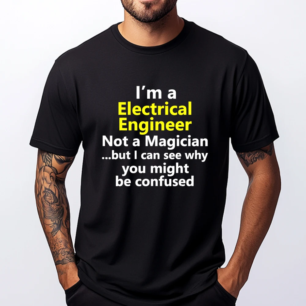 

Funny Electrical Engineer Job Title College Engineering Oversized T Shirt Men's Clothes T-Shirts Vegan