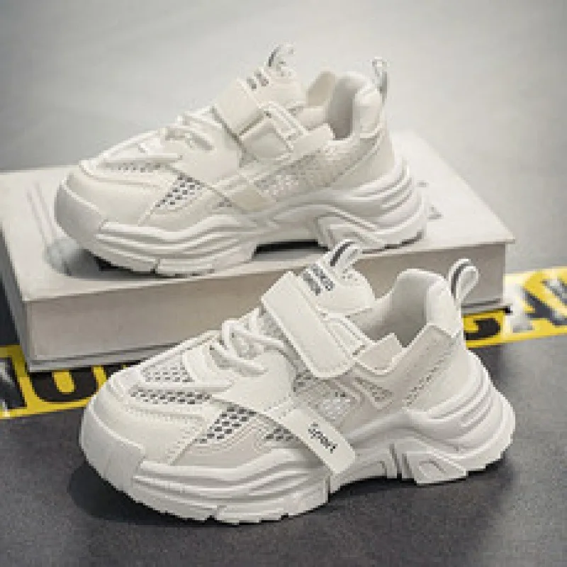 2024 Summer New Boys and Girls Sports Shoes Single Mesh Breathable Single Shoes Classic Solid Color Casual Shoes