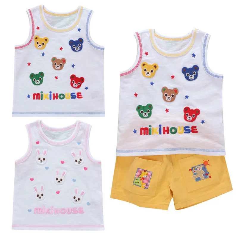 Boys' Clothes Summer New Girls Cartoon Letter Embroidered Vest Short Sleeve T-shirt