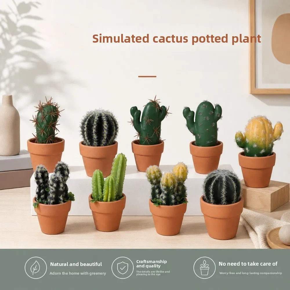 6pcs Gardening Home Ceramic Flower Pot Cactus Green Plant Potted Plant Gardening Vase Small Ornament Combination