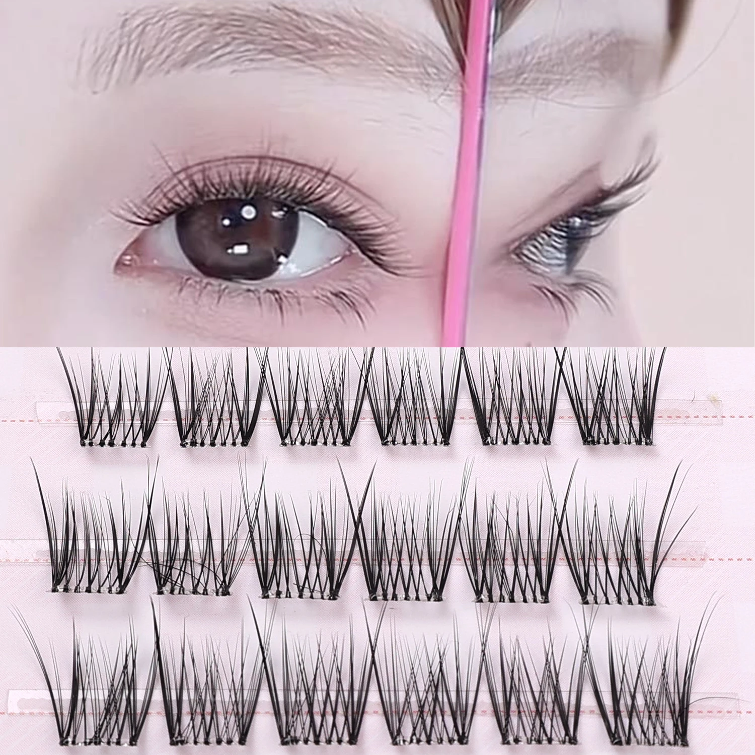 ธรรมชาติ Fairy Sunflower ขนตาปลอม DIY Self-Adhesive Eye Lashes Cluster Extension Fluffy การ์ตูนเครื่องสําอางค์แต่งหน้า