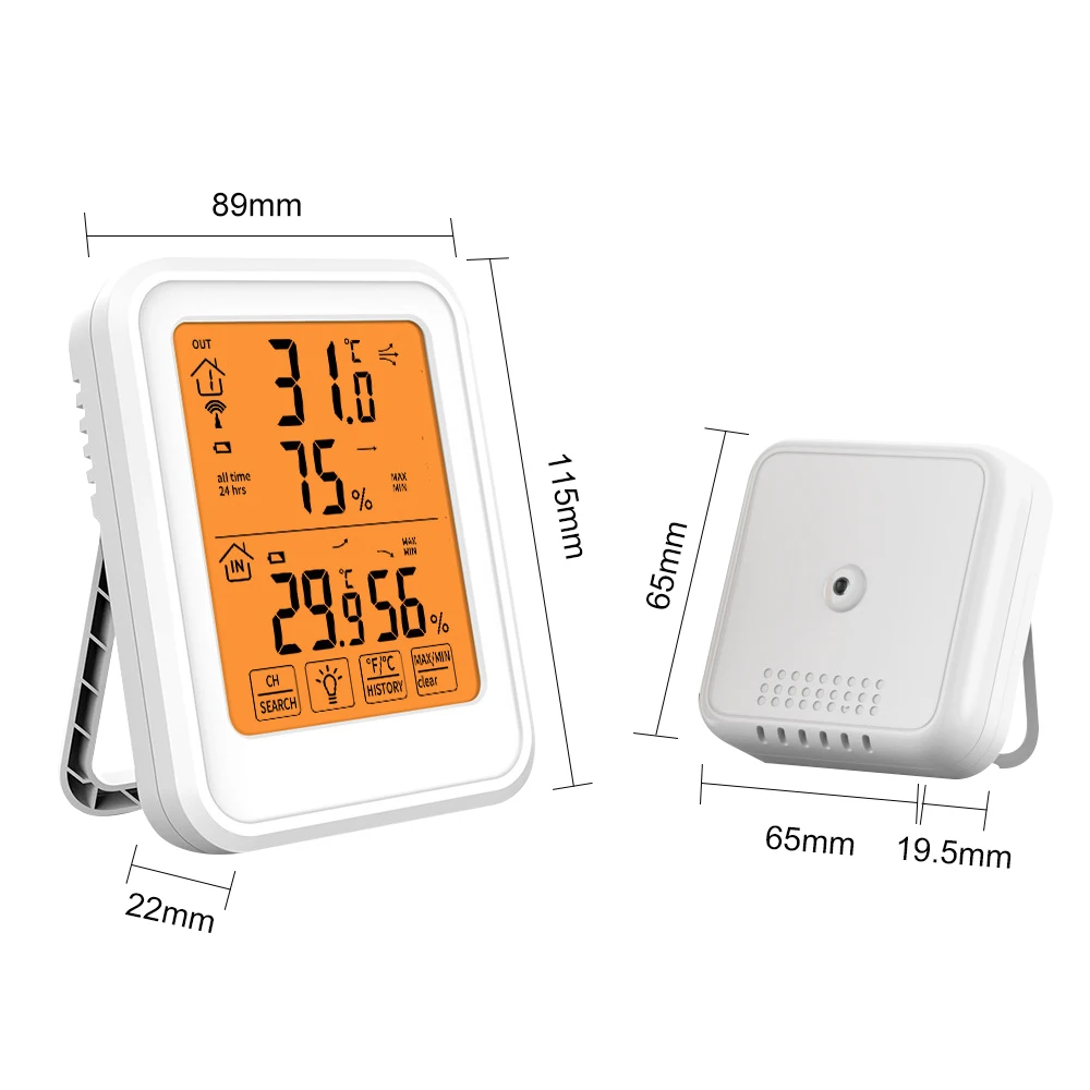 Stazione meteorologica Wireless termometro esterno per interni igrometro temperatura digitale umidità sensore remoto Touch Screen retroilluminazione