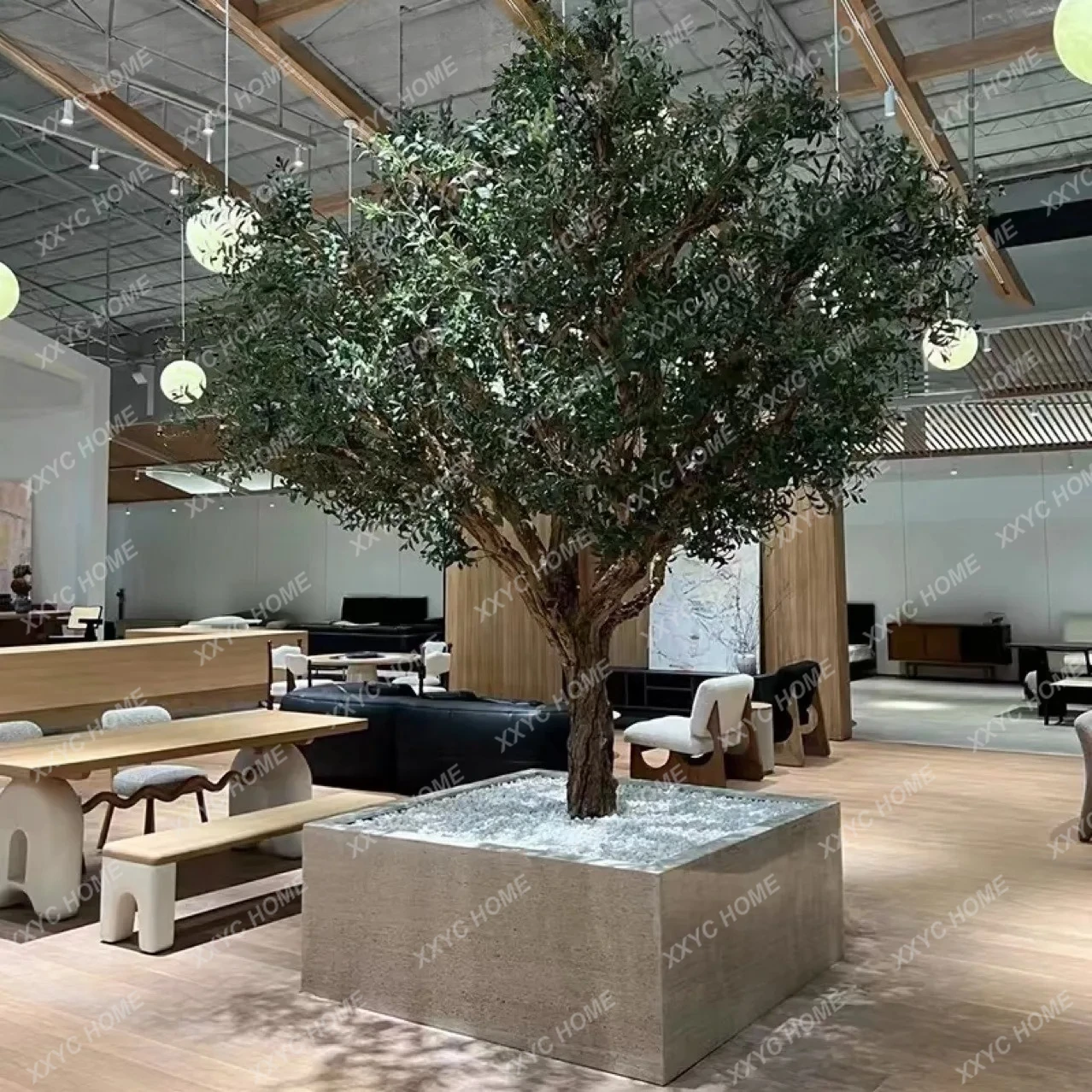LSimulation tree landscape indoor olive tree simulation green plant window landscaping floor atmosphere tree decorative ornament