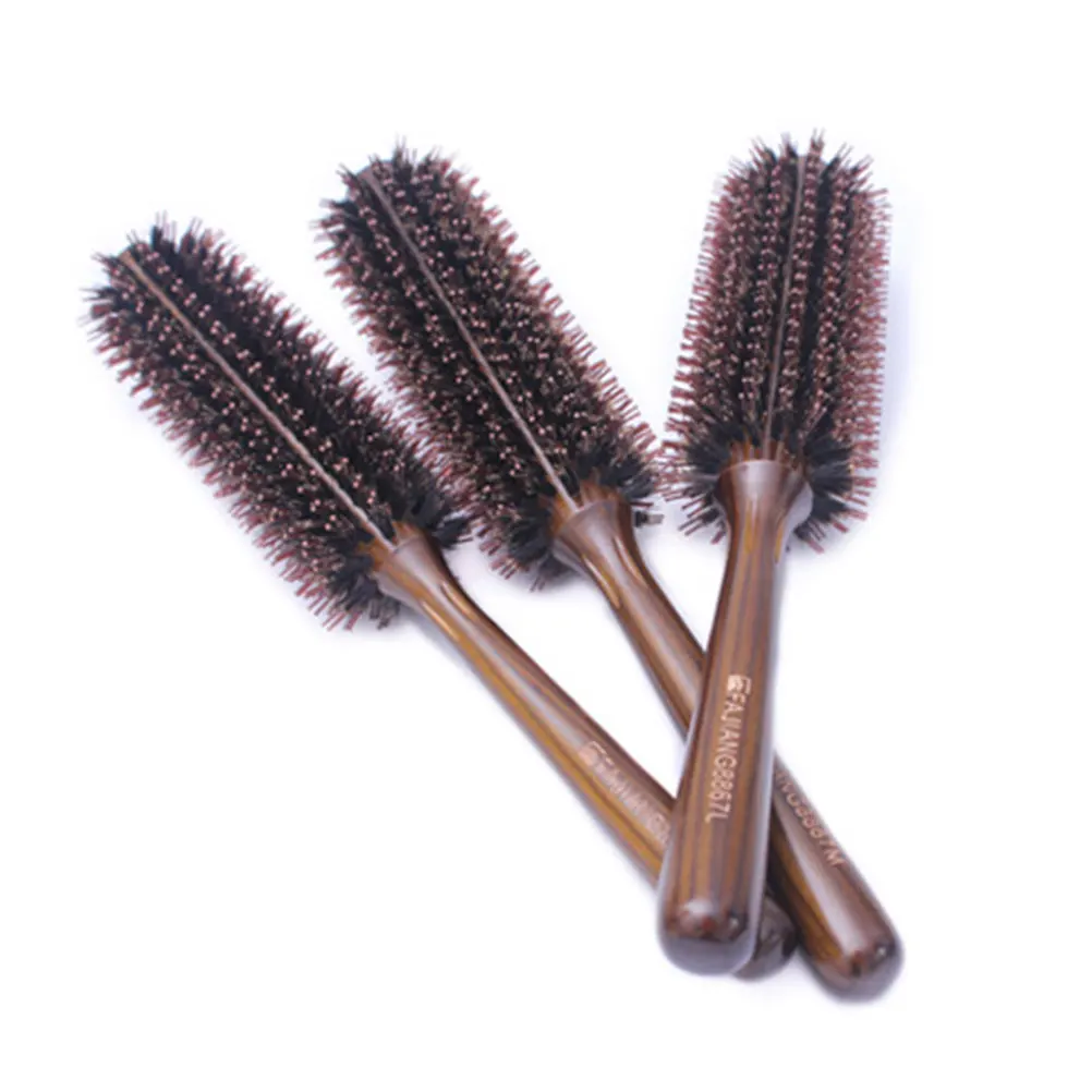 

Нейлоновая круглая расческа с щетиной, деревянная ручка, укладка волос, сушка, уменьшение вьющихся волос, подарок для женщин, 8867-14, щетка для волос