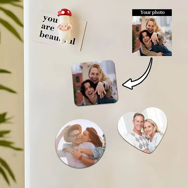 1 pcs 3.74 inch Custom Large Fridge Magnet with Photo Heat Transfer, Flexible PVC Fridge Magnet for Holiday Decoration.