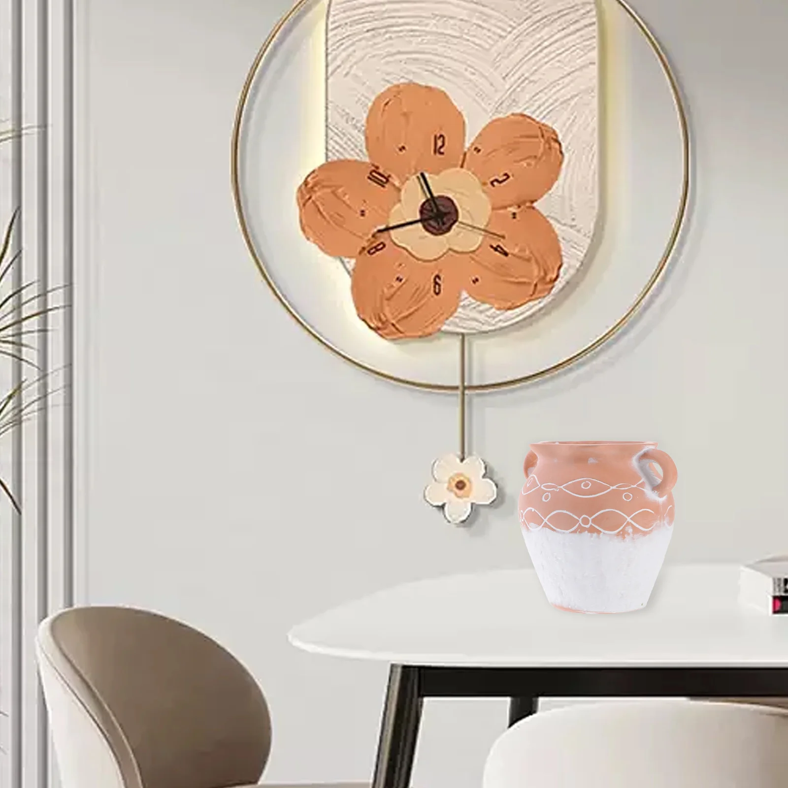 

Double Handle Ceramic Flower Pot Round Breathable Planter for Indoor Outdoor Home Office Decor Cactus Succulent Plant Container