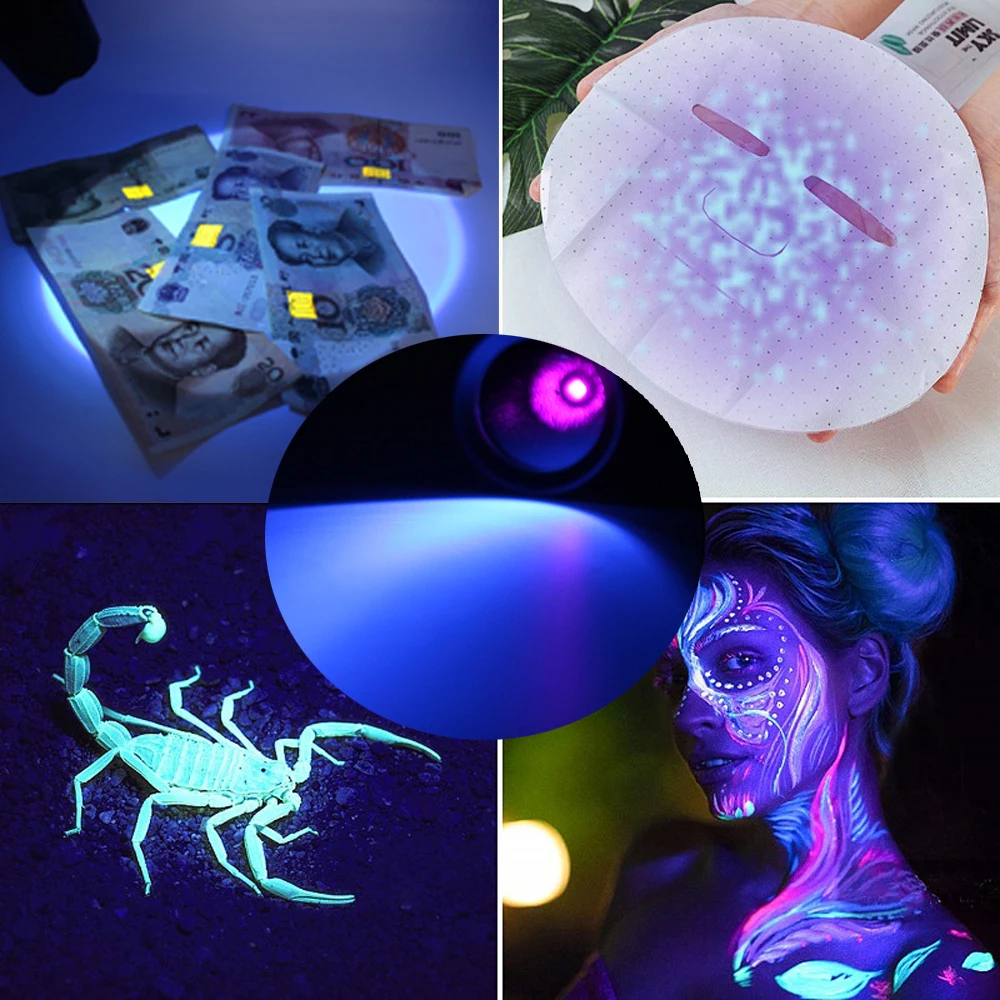 Super Bright led UV flashlight 18650 uv torch scorpion ultra violet light ultraviolet light Upgrade UV 365nm lamp beads