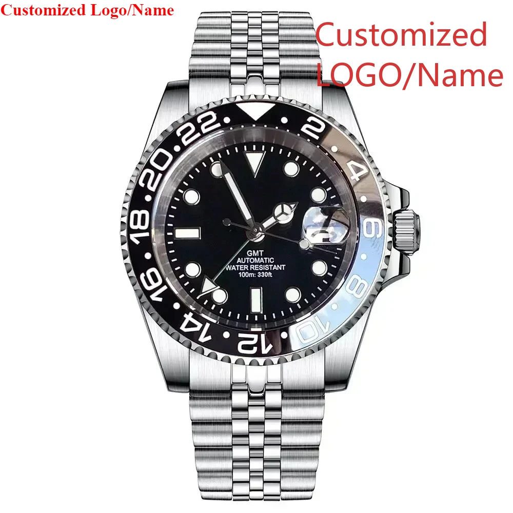 40mm Automatico Mechaniacl GMT Movimento Diving Orologio sportivo di moda Lunetta in ceramica Zaffiro Due toni per orologi da uomo personalizzati