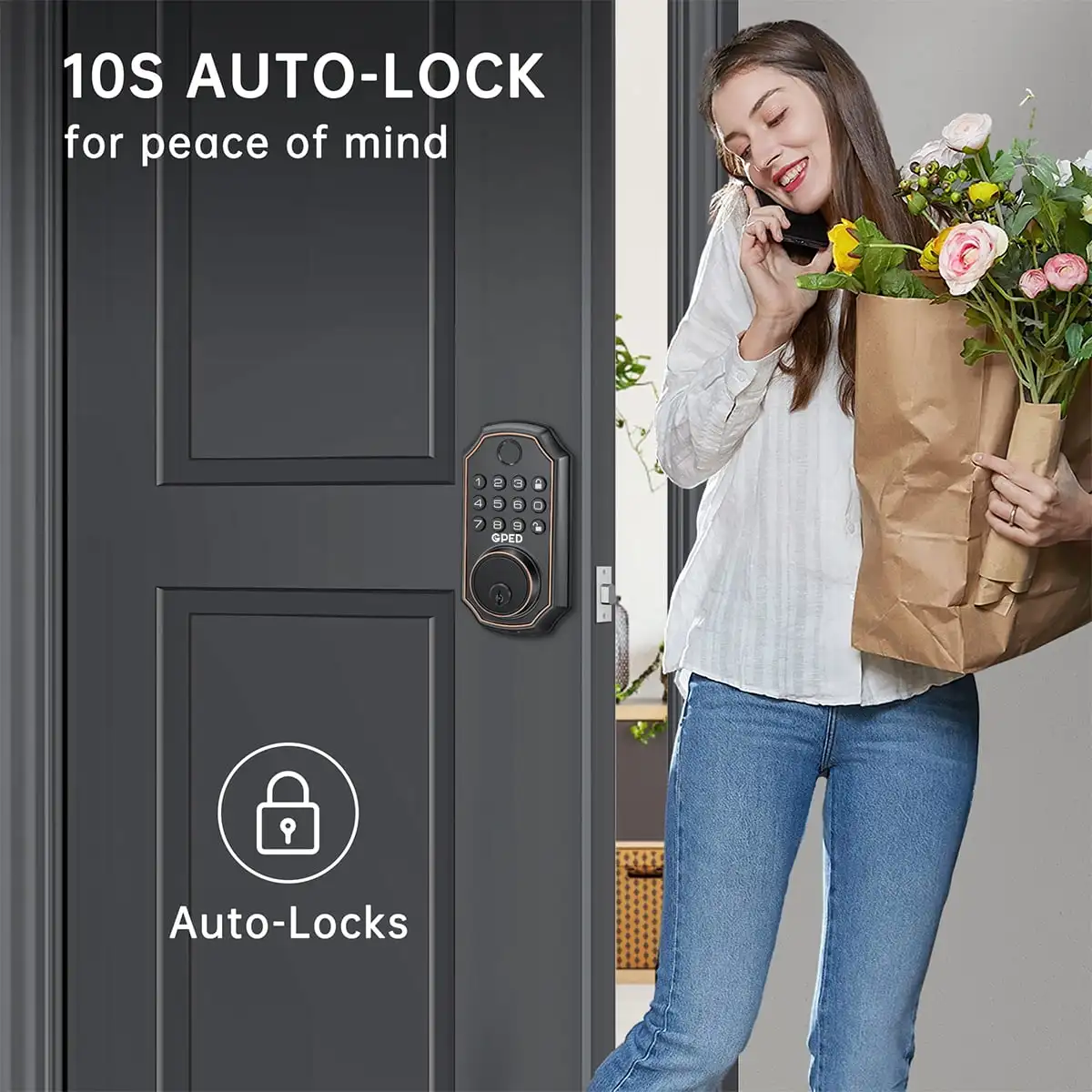 Fingerprint Door Lock Keyless Entry Door Lock with APP Control Smart Locks for Front Door Deadbolt Lock with 50 User Auto Lock