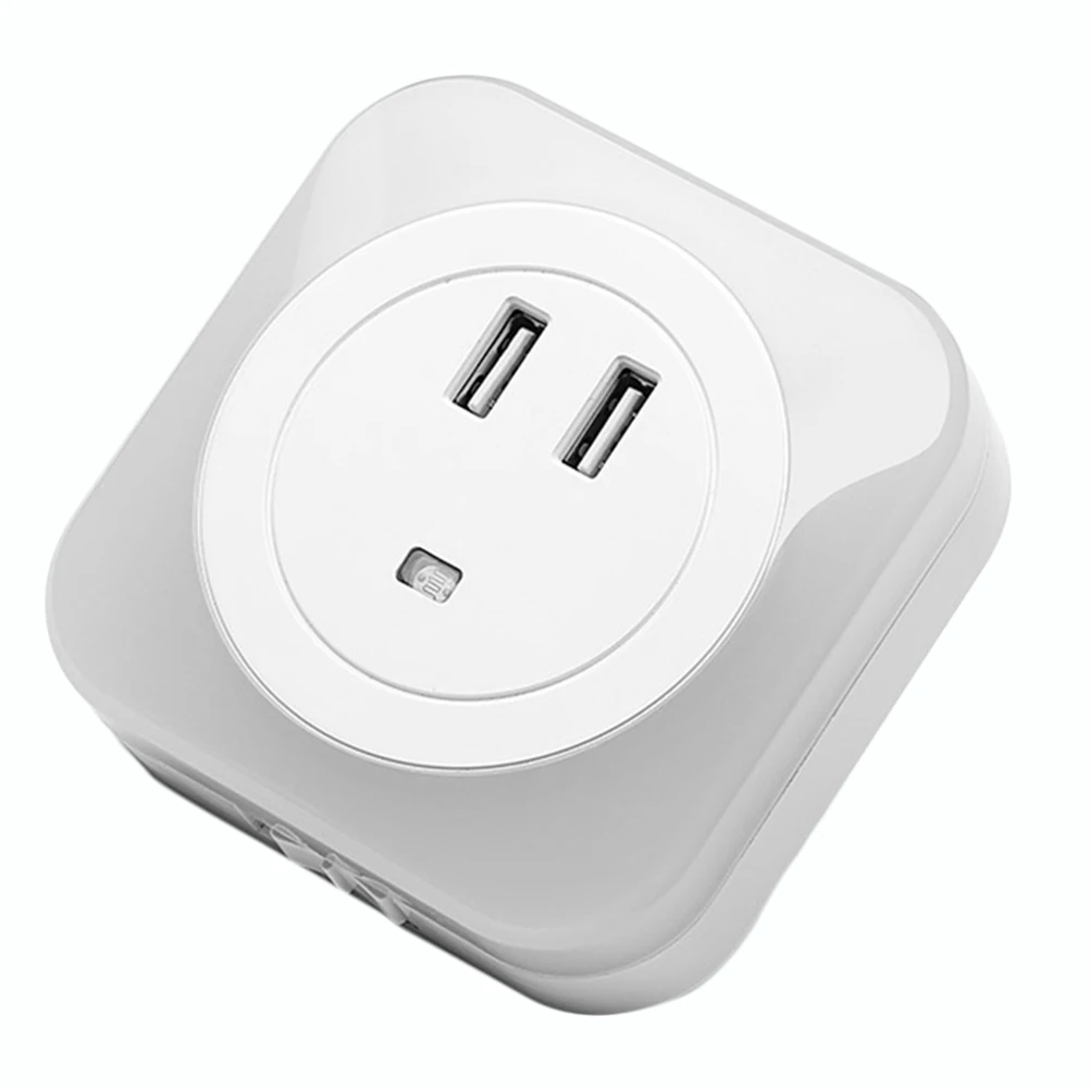 1 pc Led Control Night Light Dual Usb Bedside Light 3 Modes Bathroom Bedroom Kids Room White